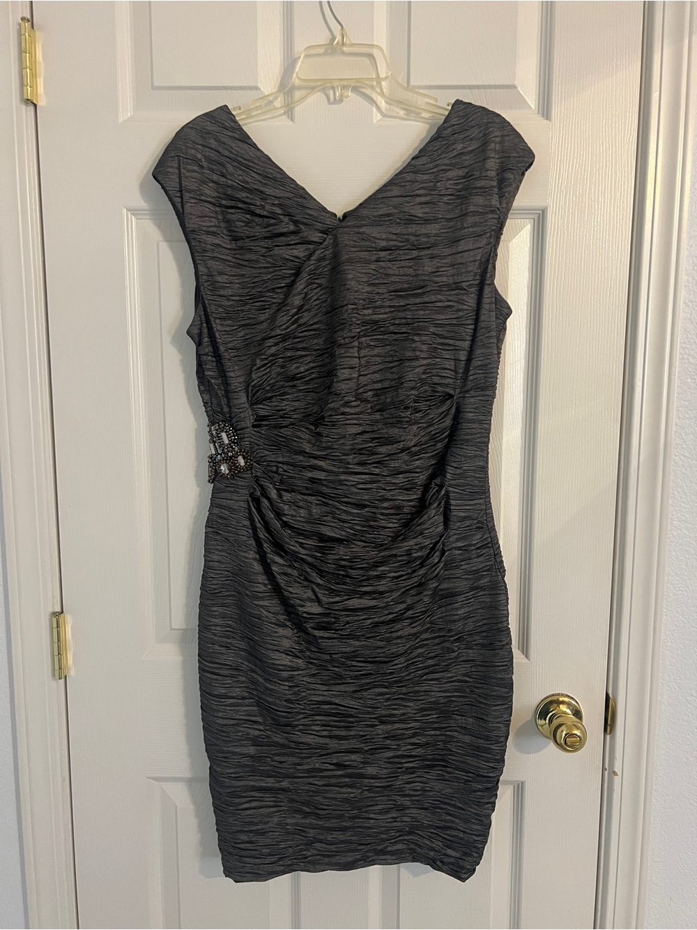 Calvin Klein Ruched Cocktail Sheath Dress Charcoal Gray Size 12